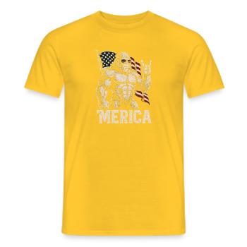 America Bigfoot Drôle 4 juillet Bigfoot Ameri - T-shirt homme - jaune - Devant - AI Model Male 178 dark (178cm)