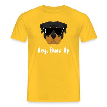 Cool lunettes de soleil Rottweiler Hé, Pauze en l’air Maman du chien - T-shirt homme - jaune - Devant - AI Model Male 178 dark (178cm)