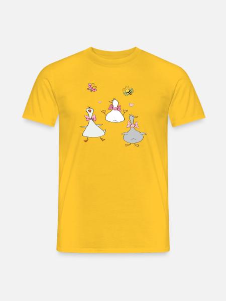 lustige Gänse mit Schmetterling und Biene  - Männer T-Shirt - Gelb