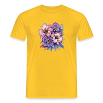 Explosion de couleurs Fleurs - T-shirt homme - jaune - Devant - AI Model Male 178 dark (178cm)