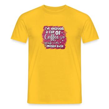 Coffee & Activity: Cute Coffee Sign - Men's T-Shirt - yellow - Front - AI Model Male 178 dark (178cm)