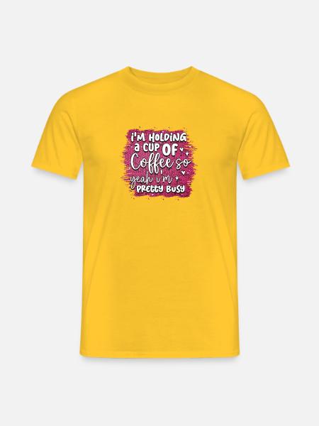 Kaffee & Aktivitäten: Niedliches Kaffeeschild - Männer T-Shirt - Gelb
