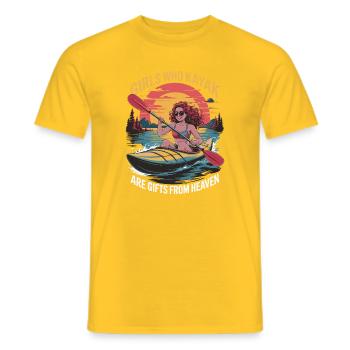 Girls Who Kayak Heaven Gift Design - Männer T-Shirt - Gelb - Vorne - AI Model Male 178 dark (178cm)