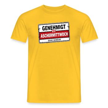 Genehmigt bis Aschermittwoch Satire - Männer T-Shirt - Gelb - Vorne - AI Model Male 178 dark (178cm)