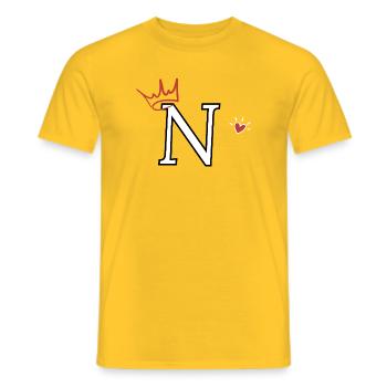 Letter n crown heart - Men's T-Shirt - yellow - Front - AI Model Male 178 dark (178cm)