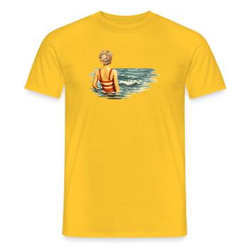 Surreal Vintage Motif – Woman in the Sea - Men's T-Shirt - yellow - Front - AI Model Male 178 dark (178cm)