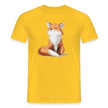 Cute Fox - Men's T-Shirt - yellow - Front - AI Model Male 178 dark (178cm)