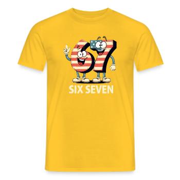 US Flag 67 Memes Six Seven - Men's T-Shirt - yellow - Front - AI Model Male 178 dark (178cm)