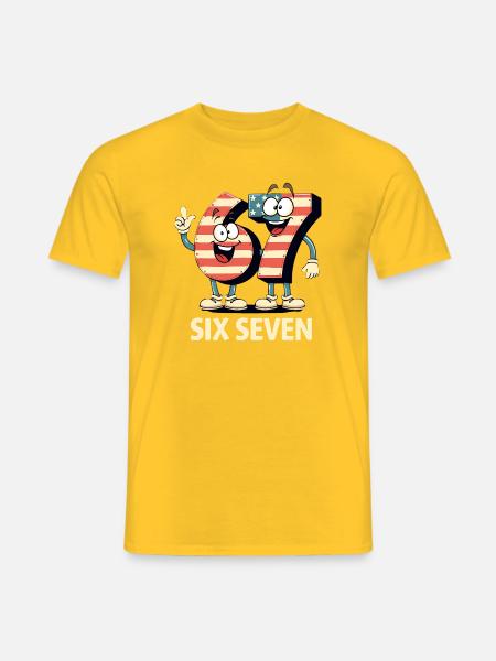 US Flag 67 Memes Six Seven - Men's T-Shirt - yellow