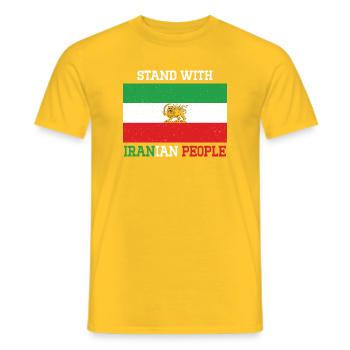 Stand With Iranian People Emblem - Men's T-Shirt - yellow - Front - AI Model Male 178 dark (178cm)