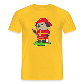 Hund Feuerwehrmann Feuerlöscher Feuerwehr - Männer T-Shirt - Gelb - Vorne - AI Model Male 178 dark (178cm)