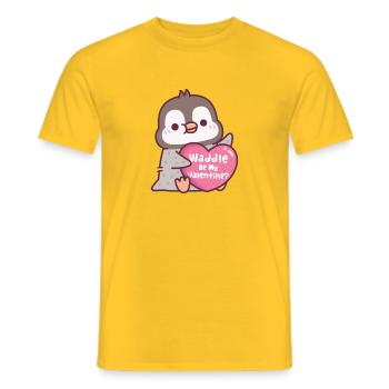 Cute Penguin With Heart Waddle Be My Valentine - Men's T-Shirt - yellow - Front - AI Model Male 178 dark (178cm)
