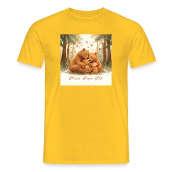 Bärenfamilie: Zärtliche Waldliebe - Männer T-Shirt - Gelb - Vorne - AI Model Male 178 dark (178cm)