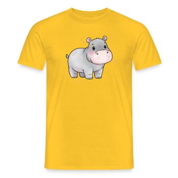 Art aquarelle bébé hippopotame mignon - T-shirt homme - jaune - Devant - AI Model Male 178 dark (178cm)