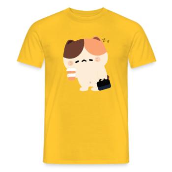 Tired Tortiie Cat - Men's T-Shirt - yellow - Front - AI Model Male 178 dark (178cm)