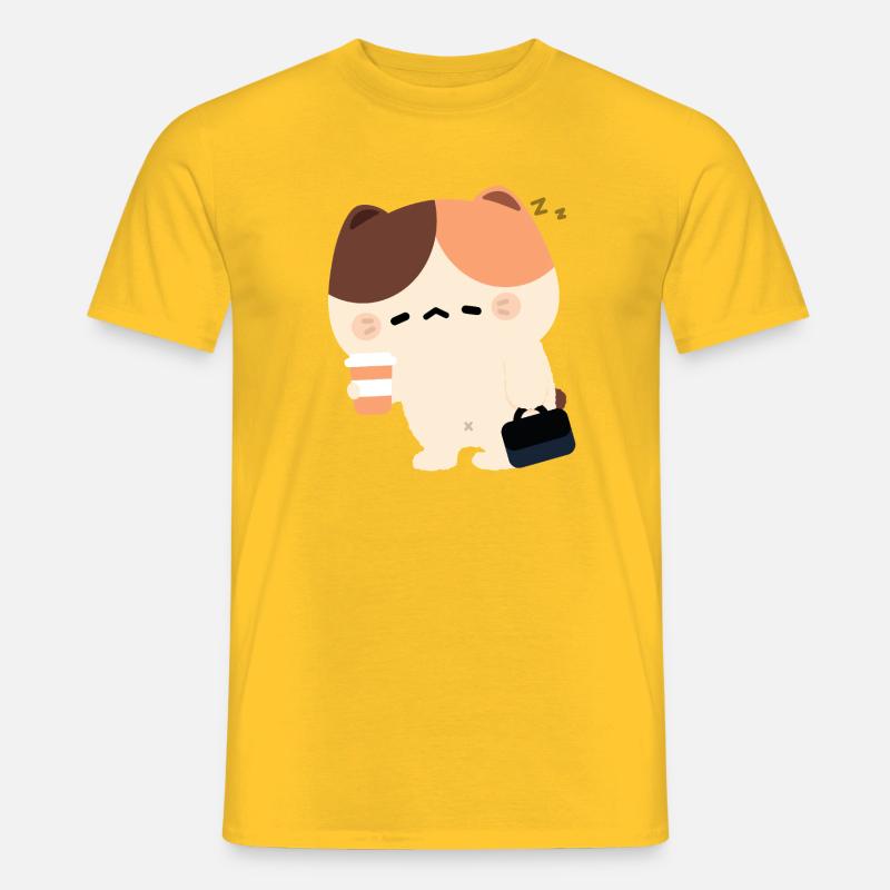 Müde Tortiie-Katze - Männer T-Shirt - Gelb