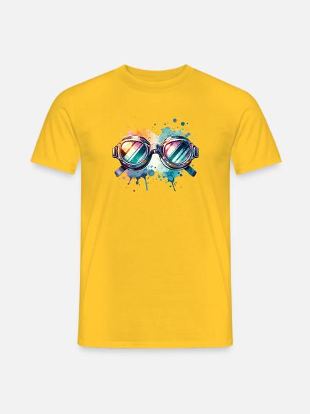 Colorful round swimming goggles Splash Design - Männer T-Shirt - Gelb