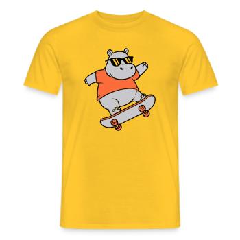 Cooles Nilpferd Skater Skateboard Vektor - Männer T-Shirt - Gelb - Vorne - AI Model Male 178 dark (178cm)