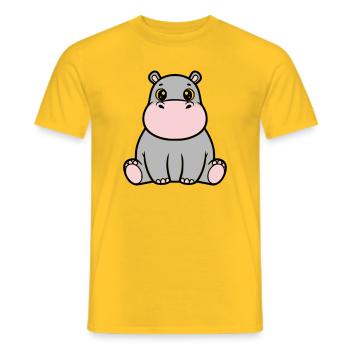 Cute Baby Hippopotamus Sitting Kawaii - Men's T-Shirt - yellow - Front - AI Model Male 178 dark (178cm)