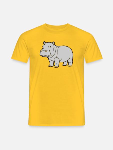 Nilpferd Stehend Comic Tier Zoo - Männer T-Shirt - Gelb