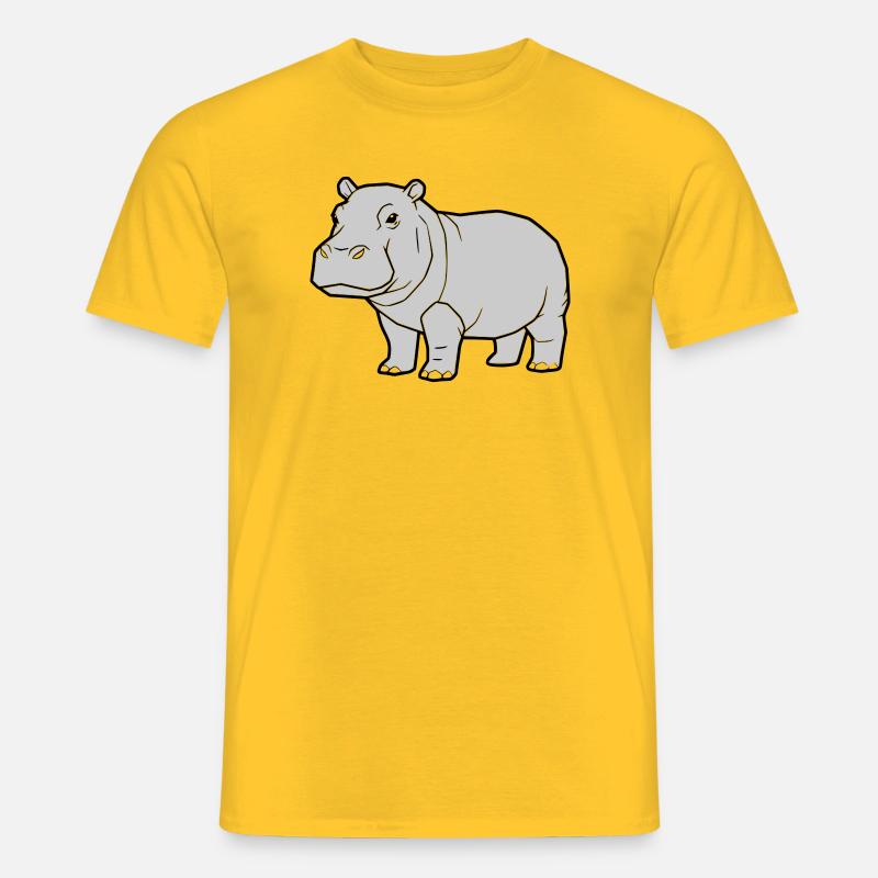 Nilpferd Stehend Comic Tier Zoo - Männer T-Shirt - Gelb