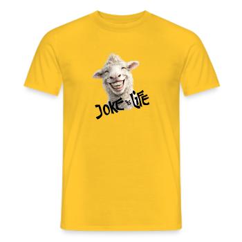 La blague de l’agneau souriant, c’est la vie - T-shirt homme - jaune - Devant - AI Model Male 178 dark (178cm)