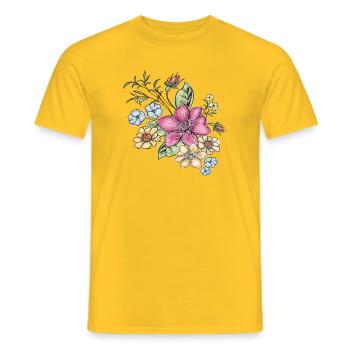 Motif floral floral - T-shirt homme - jaune - Devant - AI Model Male 178 dark (178cm)