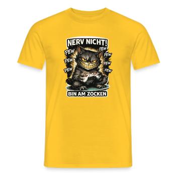 Nerv nicht bin am Zocken Gamer Katze Design - Männer T-Shirt - Gelb - Vorne - AI Model Male 178 dark (178cm)