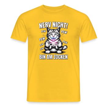 Nerve Not I'm Gambling Gamer Cat Design - Men's T-Shirt - yellow - Front - AI Model Male 178 dark (178cm)