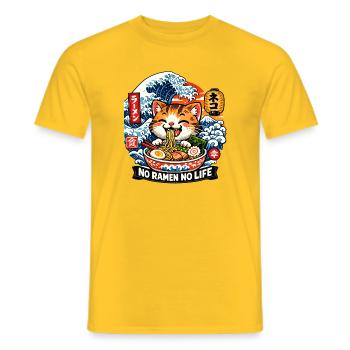 Ramen Cat Wave off Kanagawa - Men's T-Shirt - yellow - Front - AI Model Male 178 dark (178cm)