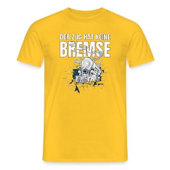 The train has no brakes - Party Malle - Men's T-Shirt - yellow - Front - AI Model Male 178 dark (178cm)