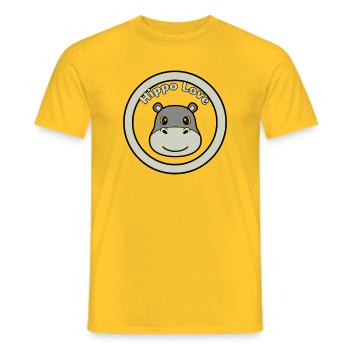 Hippo Love Nilpferd Logo Abzeichen - Männer T-Shirt - Gelb - Vorne - AI Model Male 178 dark (178cm)