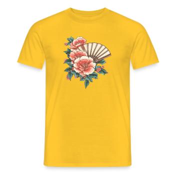 Pfingstrose und Fächer - Männer T-Shirt - Gelb - Vorne - AI Model Male 178 dark (178cm)