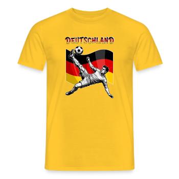 Football Germany Flag Overhead Kick - Men's T-Shirt - yellow - Front - AI Model Male 178 dark (178cm)