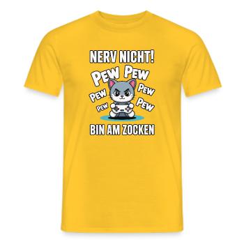 Nerv nicht bin am Zocken Gamer Katze Design - Männer T-Shirt - Gelb - Vorne - AI Model Male 178 dark (178cm)