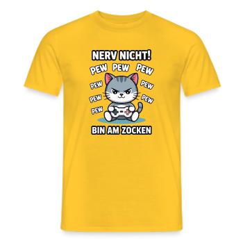 Nerv nicht bin am Zocken Gamer Katze Design - Männer T-Shirt - Gelb - Vorne - AI Model Male 178 dark (178cm)