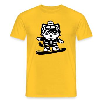 Snowboard Cat - Men's T-Shirt - yellow - Front - AI Model Male 178 dark (178cm)