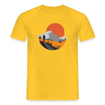 Mountain hike, hiker gift idea - Men's T-Shirt - yellow - Front - AI Model Male 178 dark (178cm)