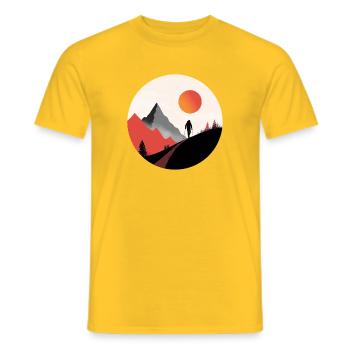 Walking in the mountains, a passion for hikers - Men's T-Shirt - yellow - Front - AI Model Male 178 dark (178cm)