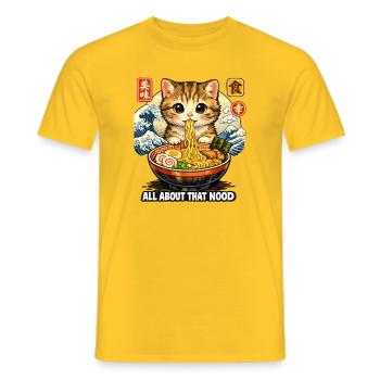 Cat Ramen Kawaii Noodles - Men's T-Shirt - yellow - Front - AI Model Male 178 dark (178cm)