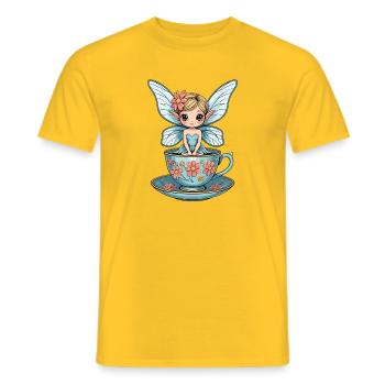 Flower Fairy in the Teacup - Men's T-Shirt - yellow - Front - AI Model Male 178 dark (178cm)