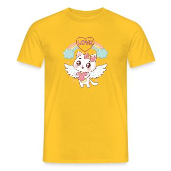 Rainbow Love Winged Cat - Men's T-Shirt - yellow - Front - AI Model Male 178 dark (178cm)