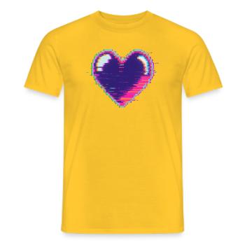 Glitch Heart Neon Pixel Love Nerd - Men's T-Shirt - yellow - Front - AI Model Male 178 dark (178cm)