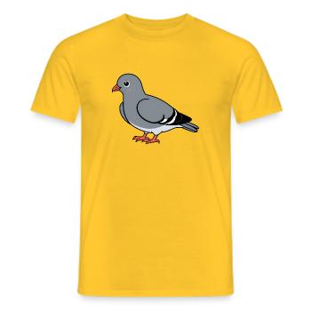Cartoon dove gray with orange feet - Men's T-Shirt - yellow - Front - AI Model Male 178 dark (178cm)