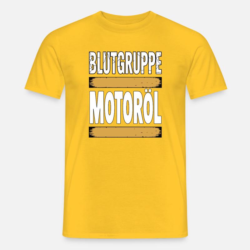 Blutgruppe Motoröl Schrauber Design - Männer T-Shirt - Gelb