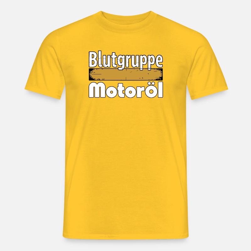 Blutgruppe Motoröl Schrauber Design - Männer T-Shirt - Gelb