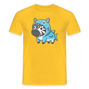 Cute Zebra Costume Cartoon Shark Carnival Fun - Men's T-Shirt - yellow - Front - AI Model Male 178 dark (178cm)