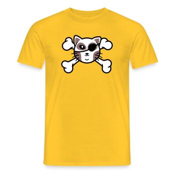 Patch de Crâne de chaton pirate - T-shirt homme - jaune - Devant - AI Model Male 178 dark (178cm)