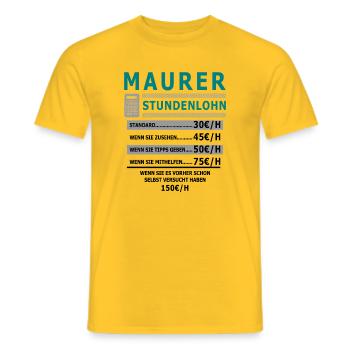 Bricklayer hourly wage - Men's T-Shirt - yellow - Front - AI Model Male 178 dark (178cm)