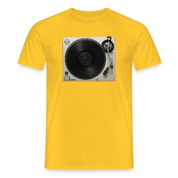Plattenspieler Grammophon Vinyl-Schallplattenspiel - Männer T-Shirt - Gelb - Vorne - AI Model Male 178 dark (178cm)